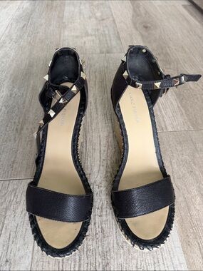 Marc Fisher Black Studded Wedge Sandals